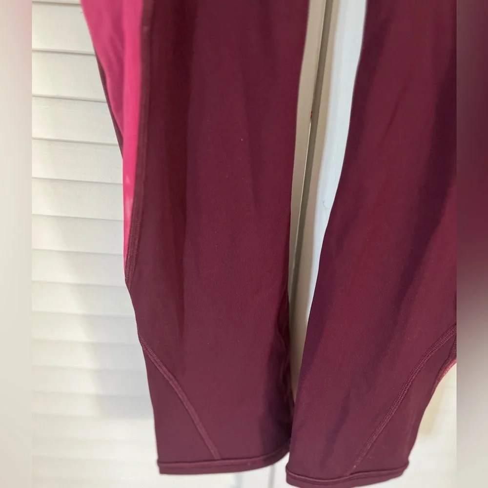 Lululemon Wunder Under Cropped Leggings Sz 6 Mesh sides burgandy - Picture 6 of 10
